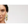 Pendientes hoja estriada con flores rematadas con 