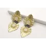 Pendientes hoja estriada con flores rematadas con 
