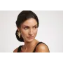 Pendientes perno aro bolita con colgante hoja perf