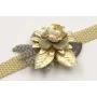 Pulsera cadena tira plana dorada mate con flor 11 