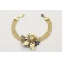 Pulsera cadena tira plana dorada mate con flor 11 
