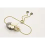 Pulsera eslabón plano dorado mate con flores y bur