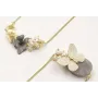 Pulsera eslabón plano dorado mate con flores y bur