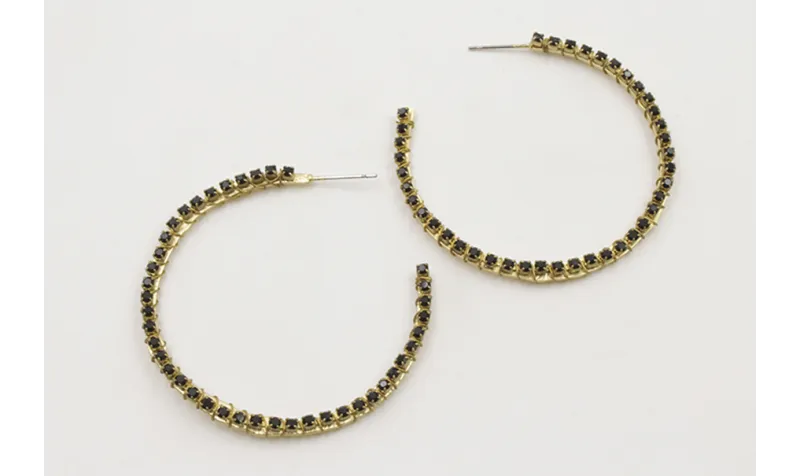 Pendientes aro plana forrado con cadena de strass 