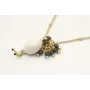 Collar cadena microbola dorada mate colgante carac