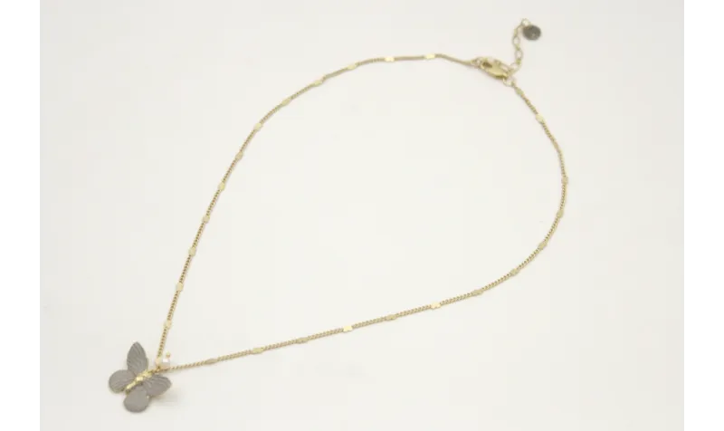 Collar cadena eslabón plano con corazones intercal