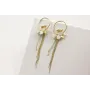 Pendientes perno aro hojitas dorado mate con marip