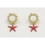 Pendientes perno rayos de sol dorado mate con colg