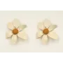 Pendinetes flor esmaltada beige con brillo mostaza