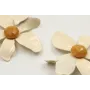 Pendinetes flor esmaltada beige con brillo mostaza