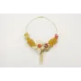 Collar rigido piedras amarillas y coral con flor e