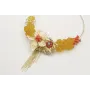 Collar rigido piedras amarillas y coral con flor e