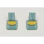 Pendientes perno rectangulo esmlatado turquesa col
