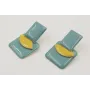 Pendientes perno rectangulo esmlatado turquesa col