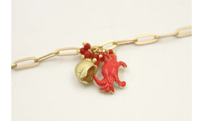 Pulsera cadena ovalos dorado mate con colgante car