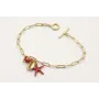 Pulsera cadena ovalos dorado mate con colgante con