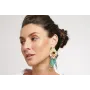 Pendientes hoja estriada y nénufar con brillo cora