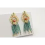 Pendientes hoja estriada y nénufar con brillo cora