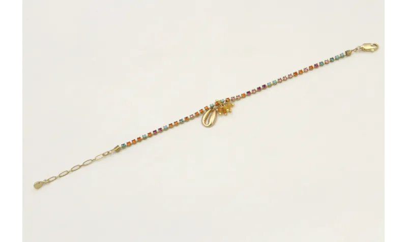 Pulsera cadena de strass de colores azul,rosa,nara