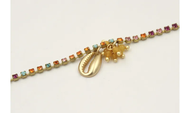 Pulsera cadena de strass de colores azul,rosa,nara