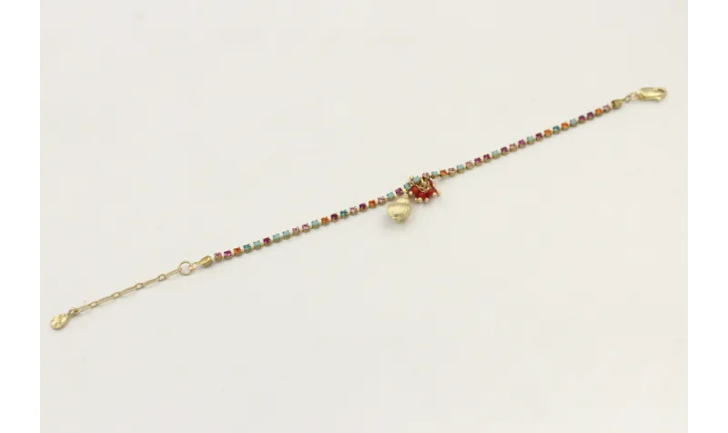 Pulsera cadena de strass de colores azul,rosa,nara