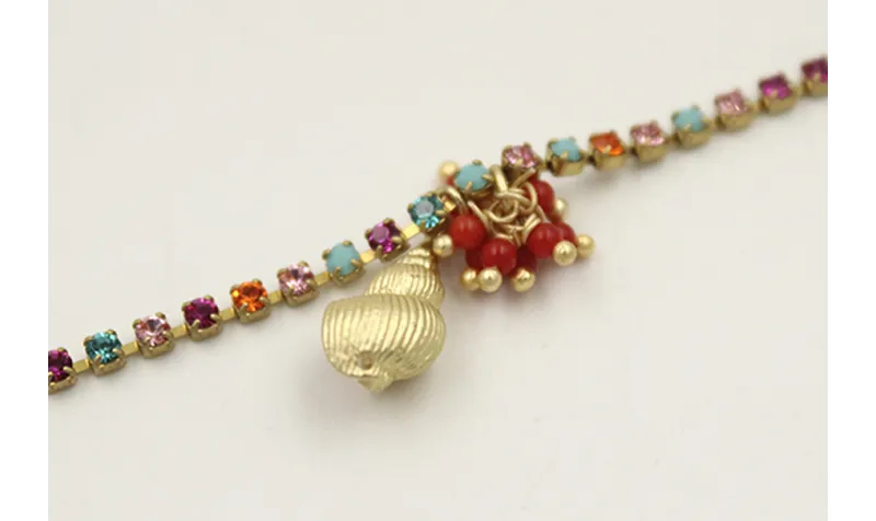 Pulsera cadena de strass de colores azul,rosa,nara