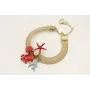Pulsera cadena tira plana dorada mate con cangrejo