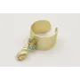 Anillo base labrada dorada mate con piedras turque