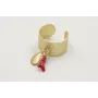 Anillo base labrada dorada mate con rama de coral 