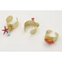 Anillo base labrada dorada mate con rama de coral 