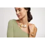 Pulsera cadena espiga dorado brillo con flores esm