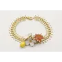 Pulsera cadena espiga dorado brillo con flores esm