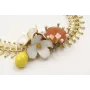 Pulsera cadena espiga dorado brillo con flores esm