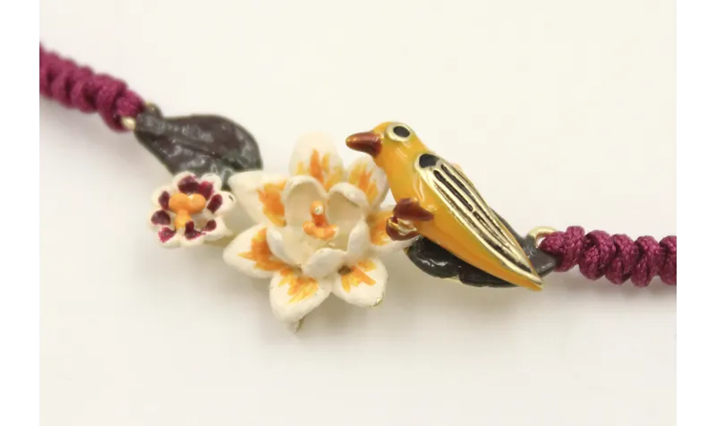 Pulsera hilo granate con nudo serpiente centro ado