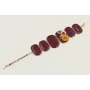 Pulsera rectangulos ovalados burdeos con pajarillo