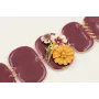 Pulsera rectangulos ovalados burdeos con pajarillo