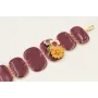 Pulsera rectangulos ovalados burdeos con pajarillo