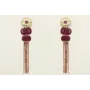 Pendientes perno disco tiras dorado mate con flor 