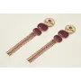 Pendientes perno disco tiras dorado mate con flor 