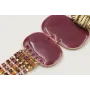 Pendientes perno disco tiras dorado mate con flor 