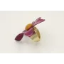 Anillo disco plano con flor esmaltada cardenal y b