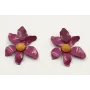 Pendientes flor esmaltada cardenal y brillo mostaz