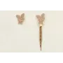 Pendientes irregulares perno mariposas rosas palo 