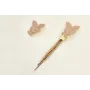 Pendientes irregulares perno mariposas rosas palo 
