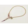 Collar cadena bolas 3 bandas dorada mate con flore