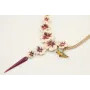 Collar cadena bolas 3 bandas dorada mate con flore