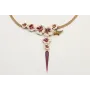 Collar cadena bolas 3 bandas dorada mate con flore