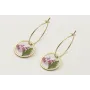 Pendientes aro pequeño con colgante disco cristal