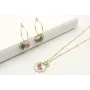 Pendientes aro pequeño con colgante disco cristal