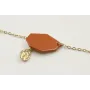 Pulsera cadena de eslabón doarado mate con hexágon